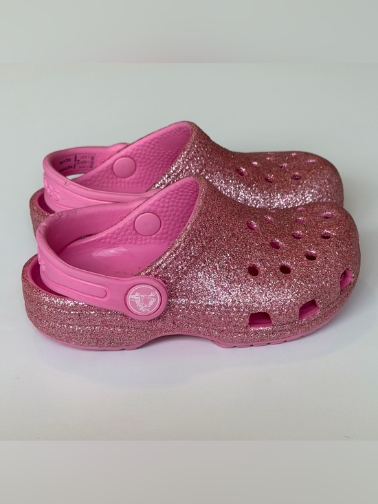 CROCS Other - Crocs Classic Glitter Clogs Pink Lemonade Toddler Girls Size C8 Sparkles